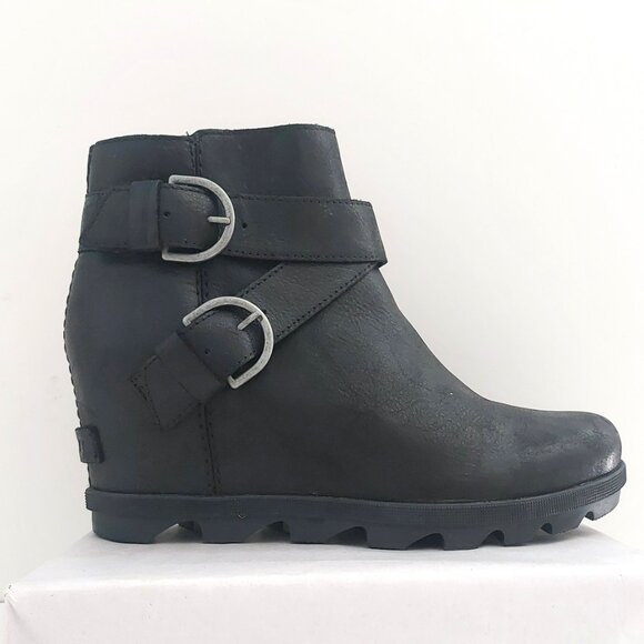 Sorel Black Waterproof Leather Boots 8.5 Joan of Arctic Wedge II Edgy Streetwear - Picture 6 of 15